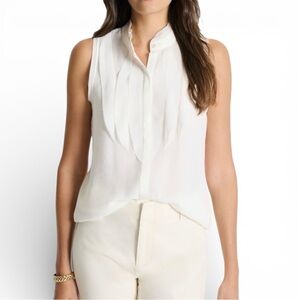 NIC+ZOE Falling Chiffon Woven Tank - Ivory XL